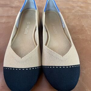 Rothy's Beige and Black Cap-Toe Flags